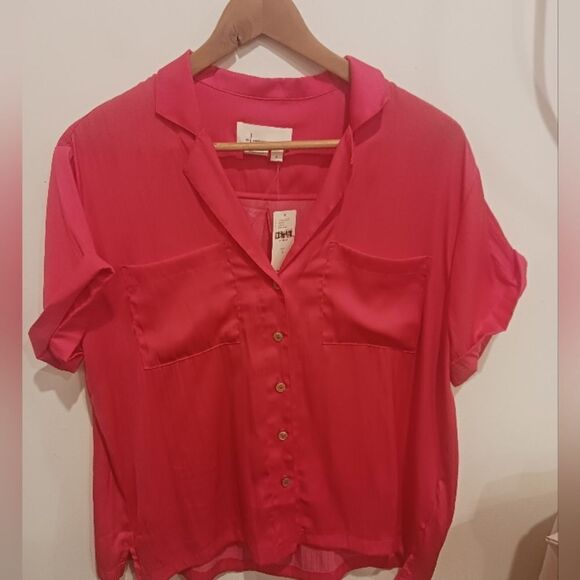 Anthropologie Pink Button Up Blouse - Picture 1 of 7